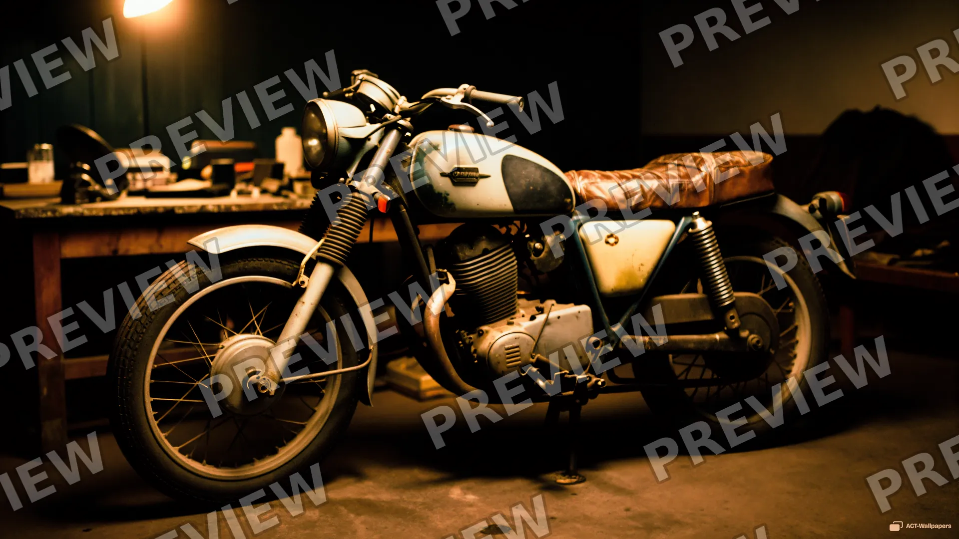 1975 Motosiklet Atölyesi — 1975 motorcycle workshop 4K wallpaper
