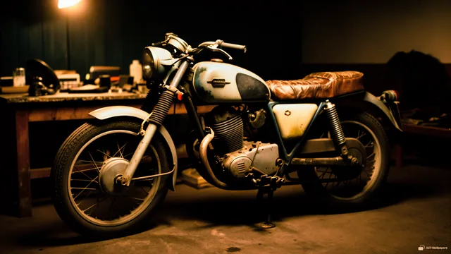 1975 Motosiklet Atölyesi — 1975 motorcycle workshop 4K wallpaper