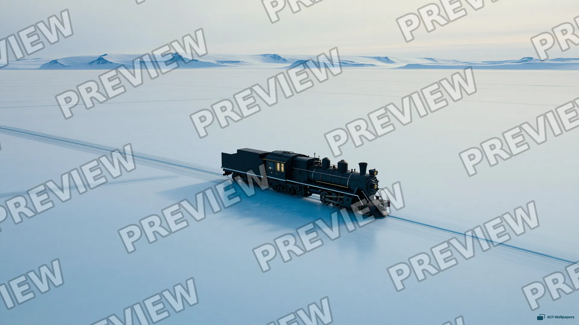 Glacial Isolation Vista — Train on the glacier 4K wallpaper