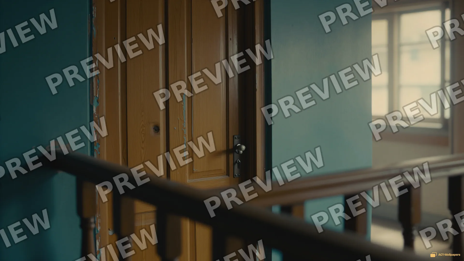 Weathered Teal Door — Analog cinema 4K wallpaper