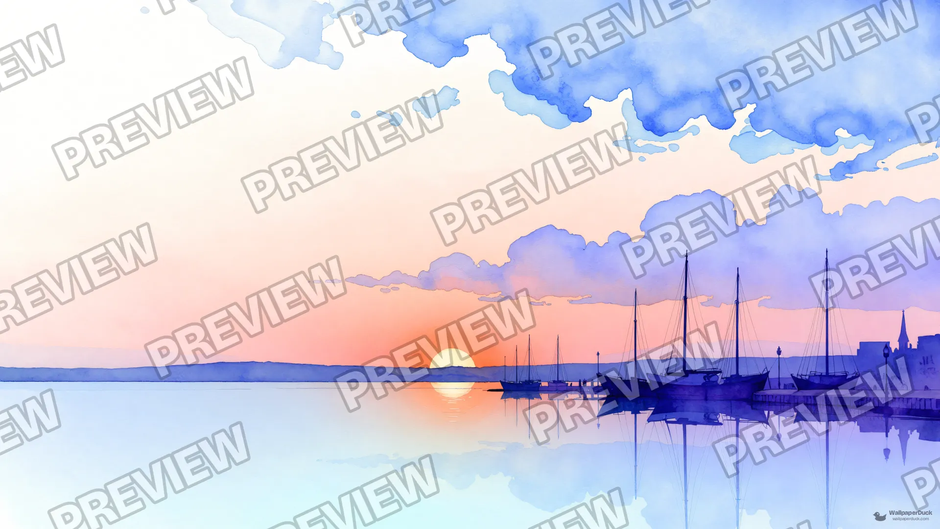 Le Havre Dawn Watercolor — Watercolour & impressionism 4K wallpaper