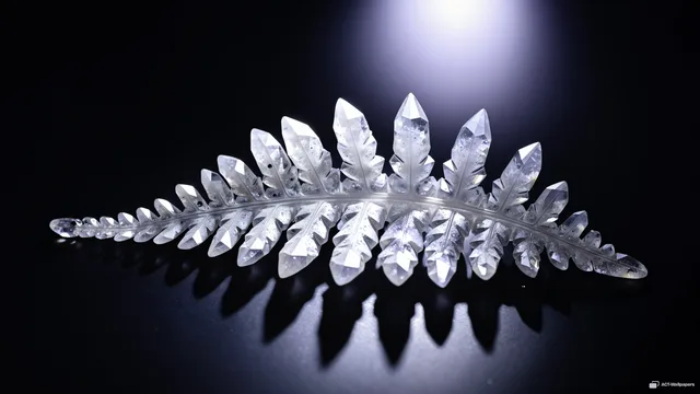 Quartz Fern Frond — Crystal botanicals 4K wallpaper