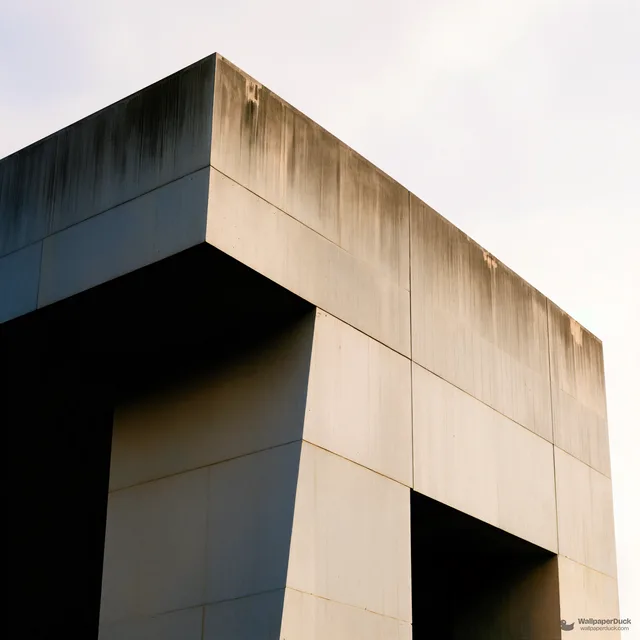 Concrete Monolith Shadow — Brutalist architecture 4K wallpaper