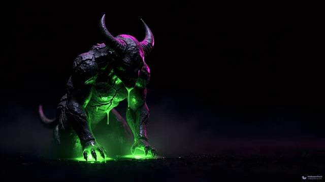 Obsidian Nightmare Silhouette — Neon nightmare 4K wallpaper