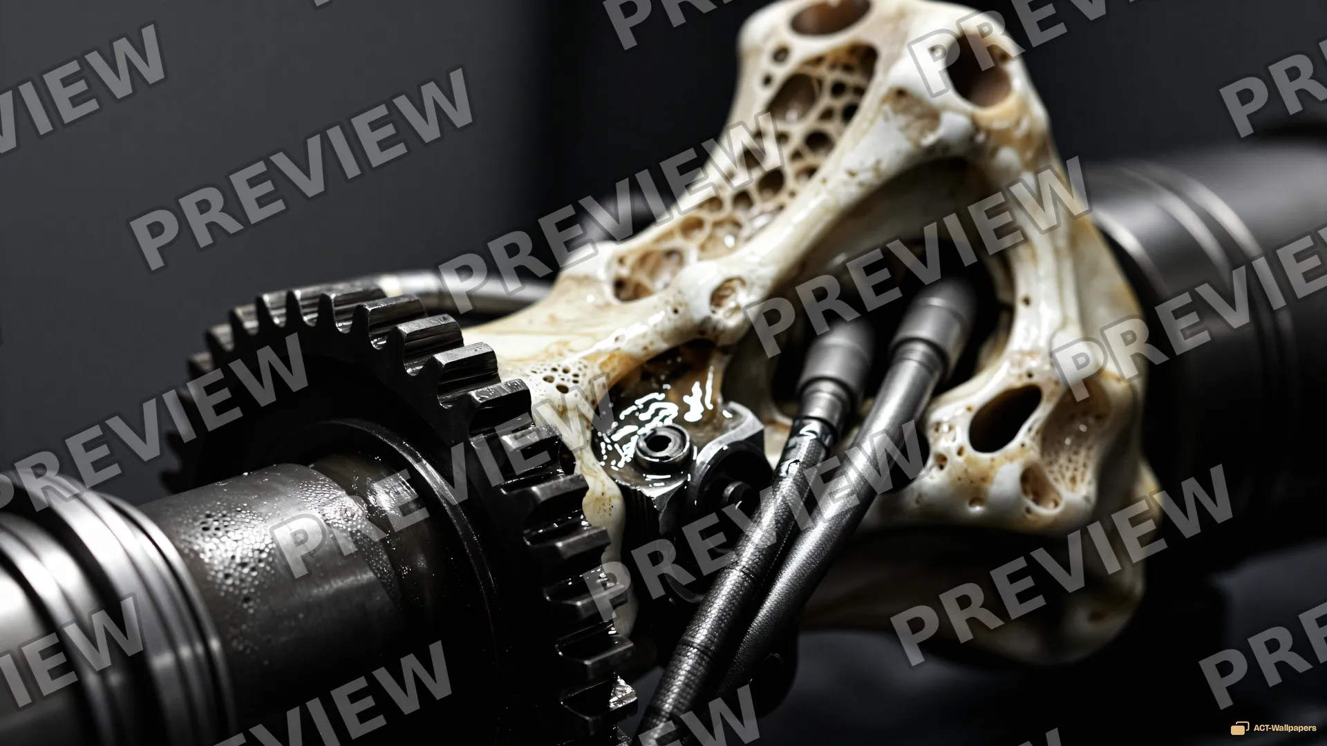 Bone Piston Chitin Gear — Organic machines 4K wallpaper