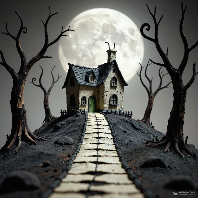 Clay Moon Cottage — Gothic tale 4K wallpaper