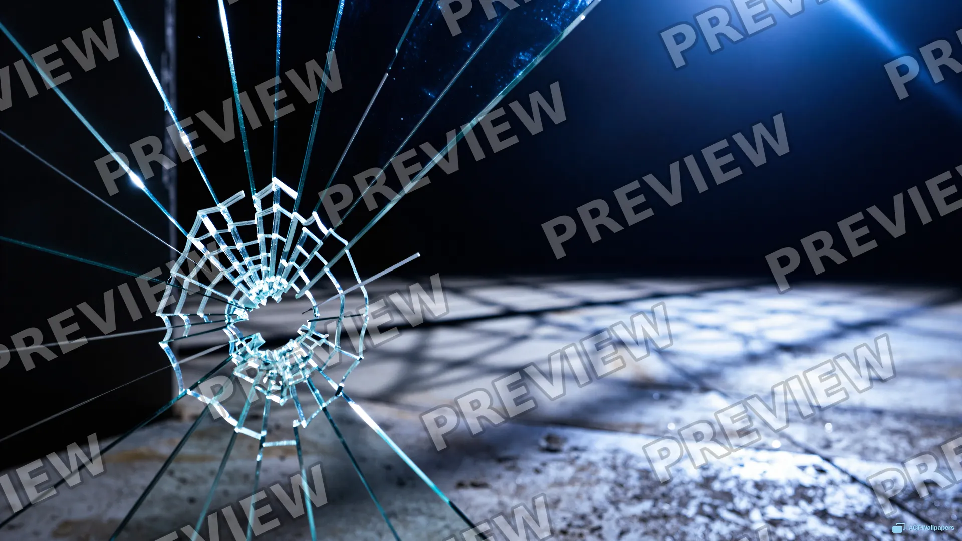Shattered Blue Caustics — Shattered glass 4K wallpaper