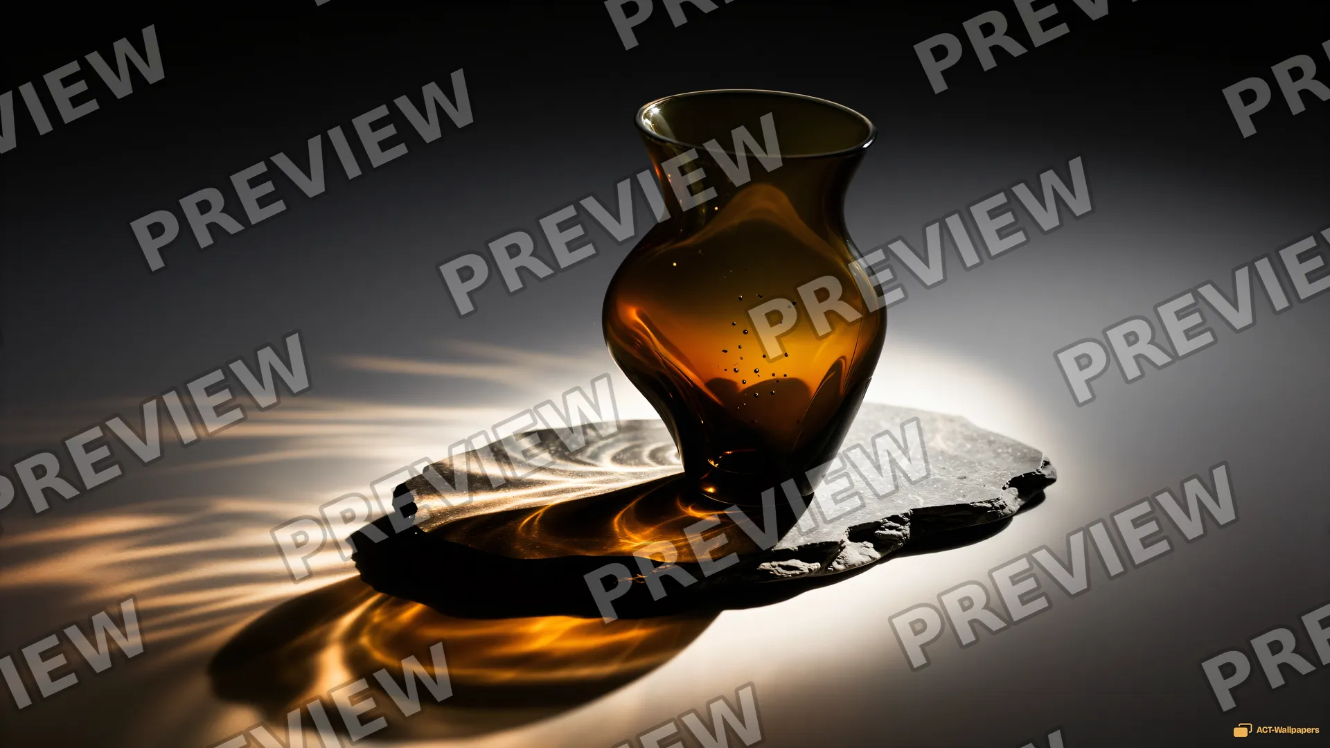Smoky Amber Spiral Vessel — Glass sculpture 4K wallpaper