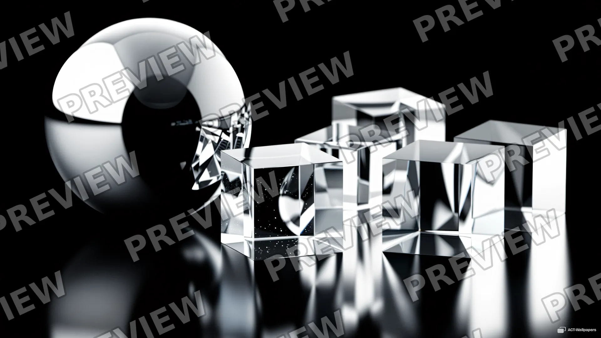 Chrome Spheres and Glass — Chrome & glass 4K wallpaper