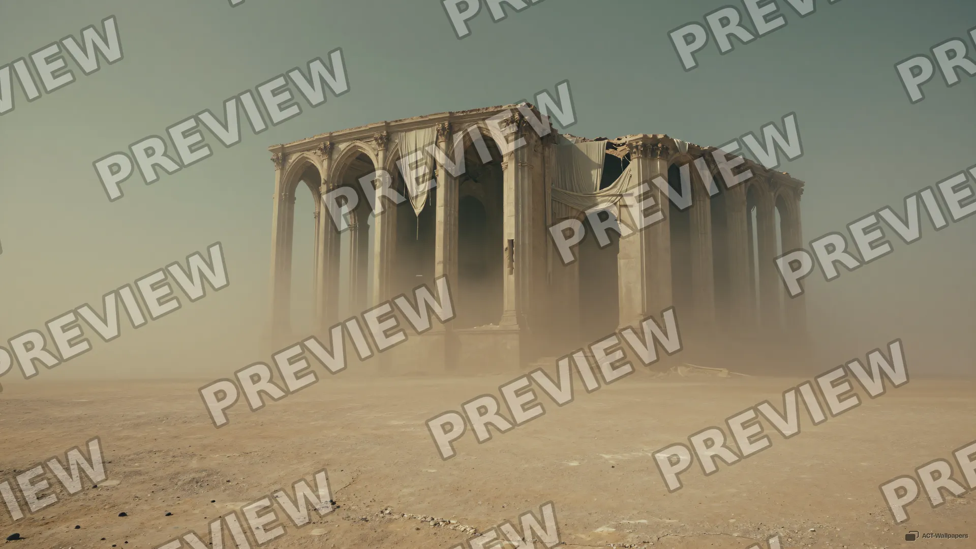 Decaying Cathedral Skeleton — Dystopian dream 4K wallpaper