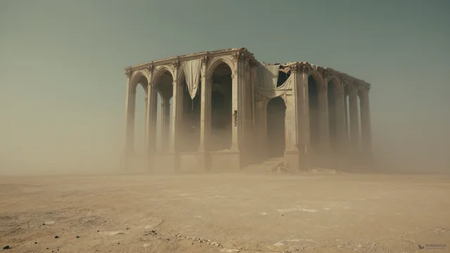 Decaying Cathedral Skeleton — Dystopian dream 4K wallpaper