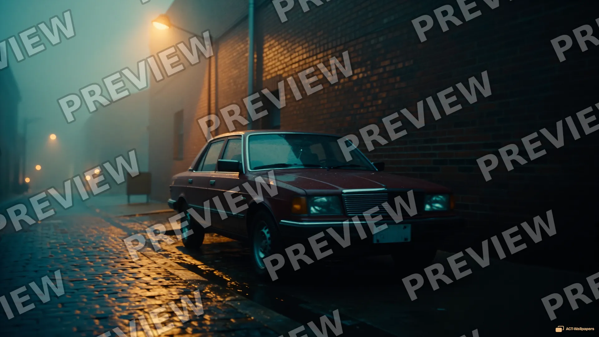Amber Rain Reflections — Analog cinema 4K wallpaper