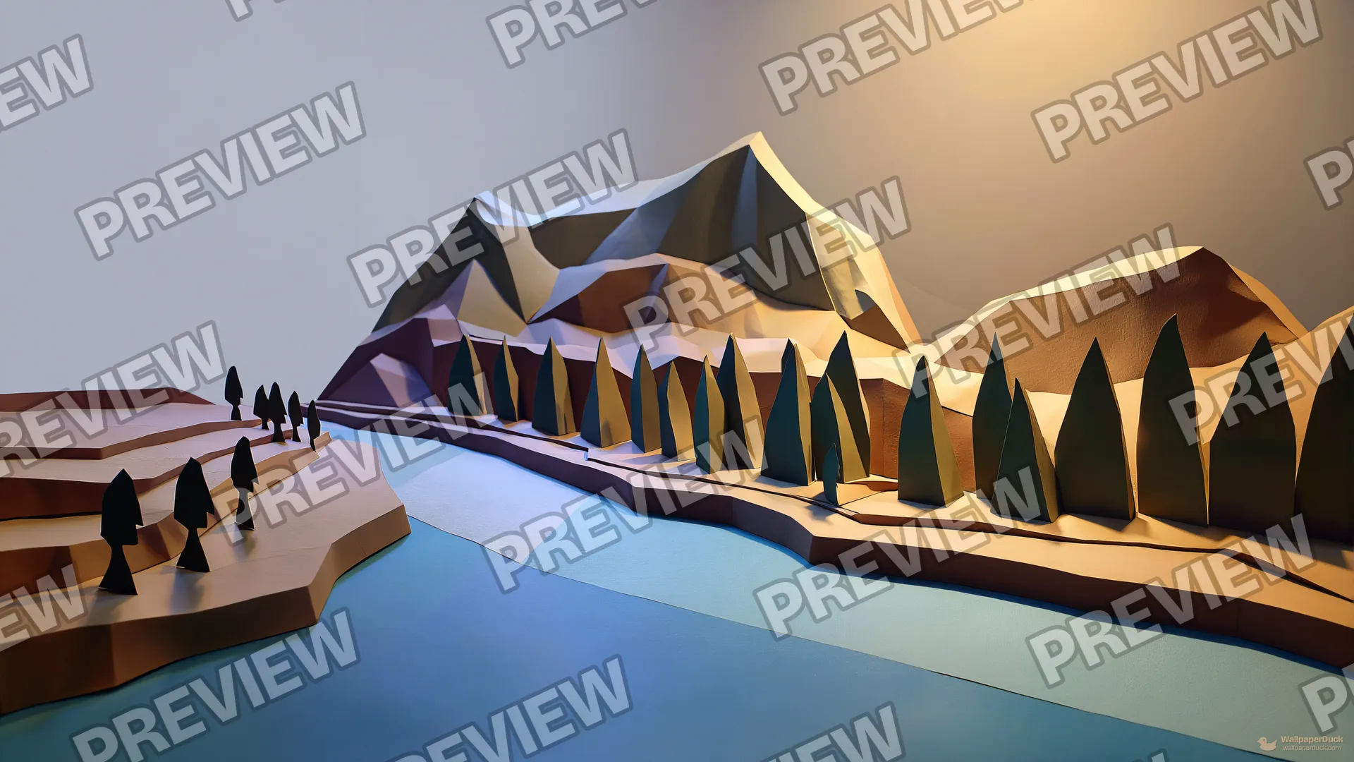 Folded Paper Landscape — Paper dioramas 4K wallpaper