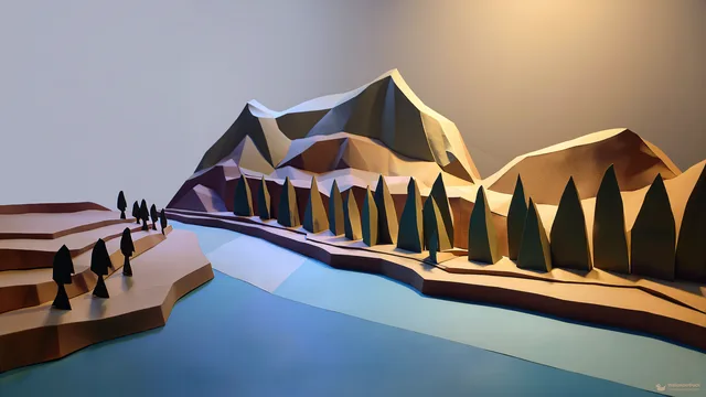 Folded Paper Landscape — Paper dioramas 4K wallpaper