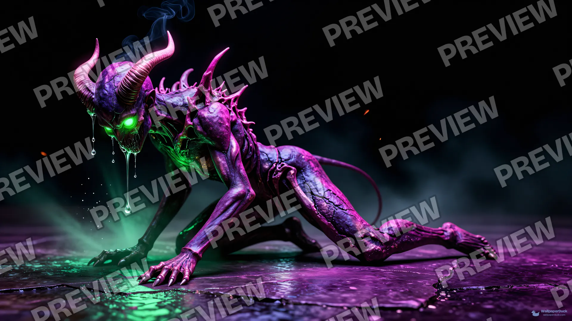 Crouching Nightmare Silhouette — Neon nightmare 4K wallpaper