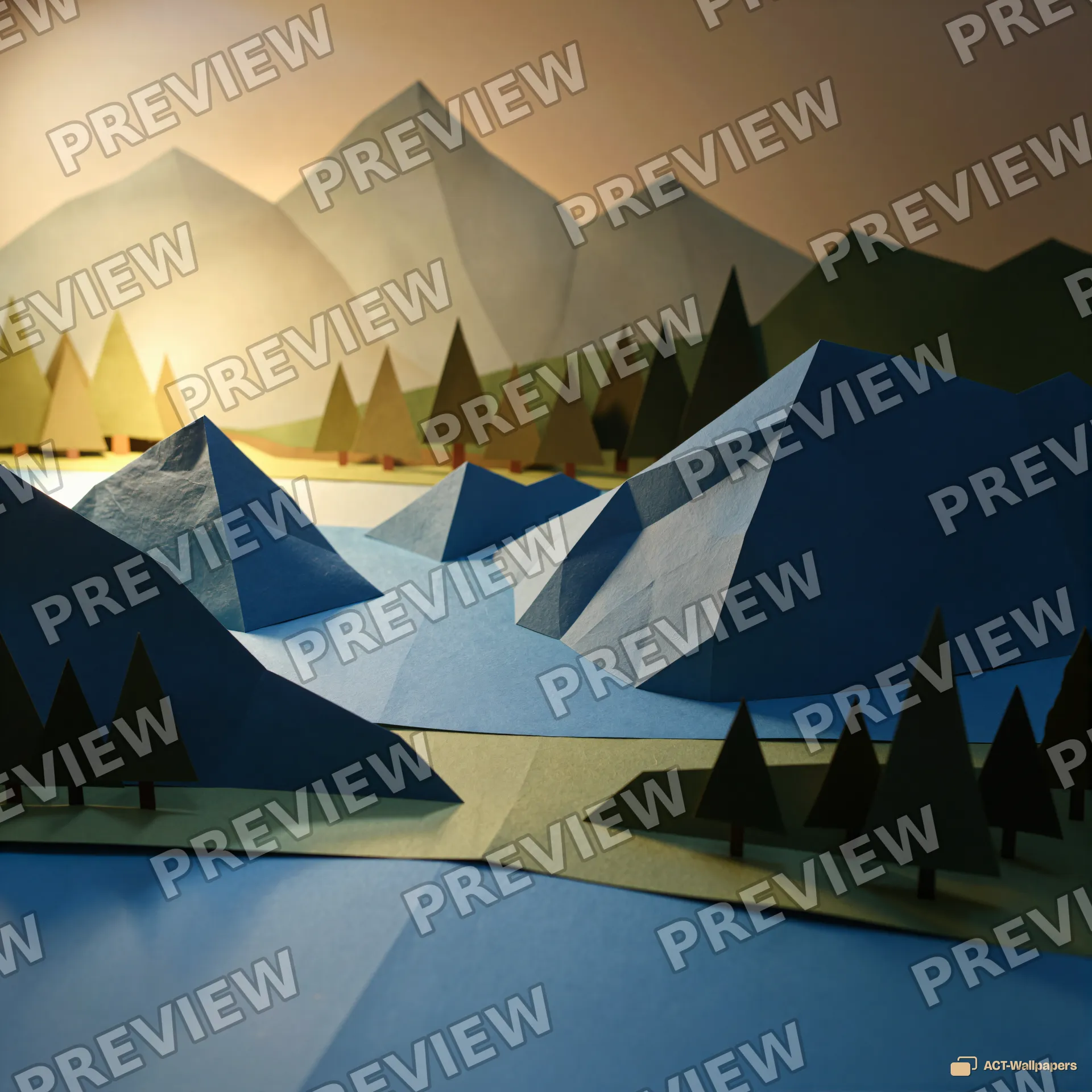 Folded Paper Landscape Diorama — Paper dioramas 4K wallpaper