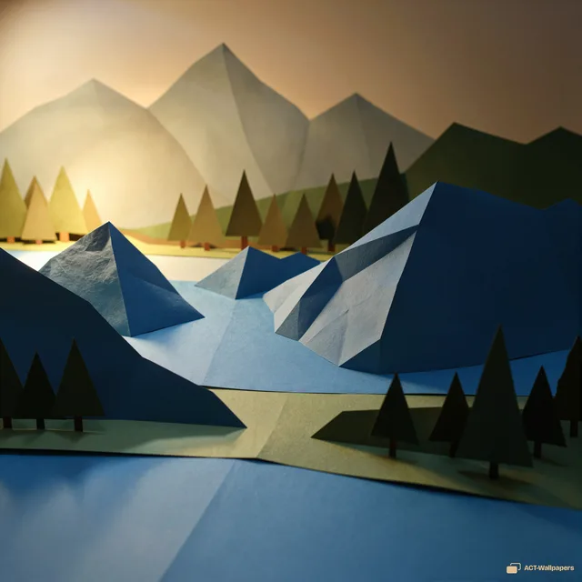Folded Paper Landscape Diorama — Paper dioramas 4K wallpaper