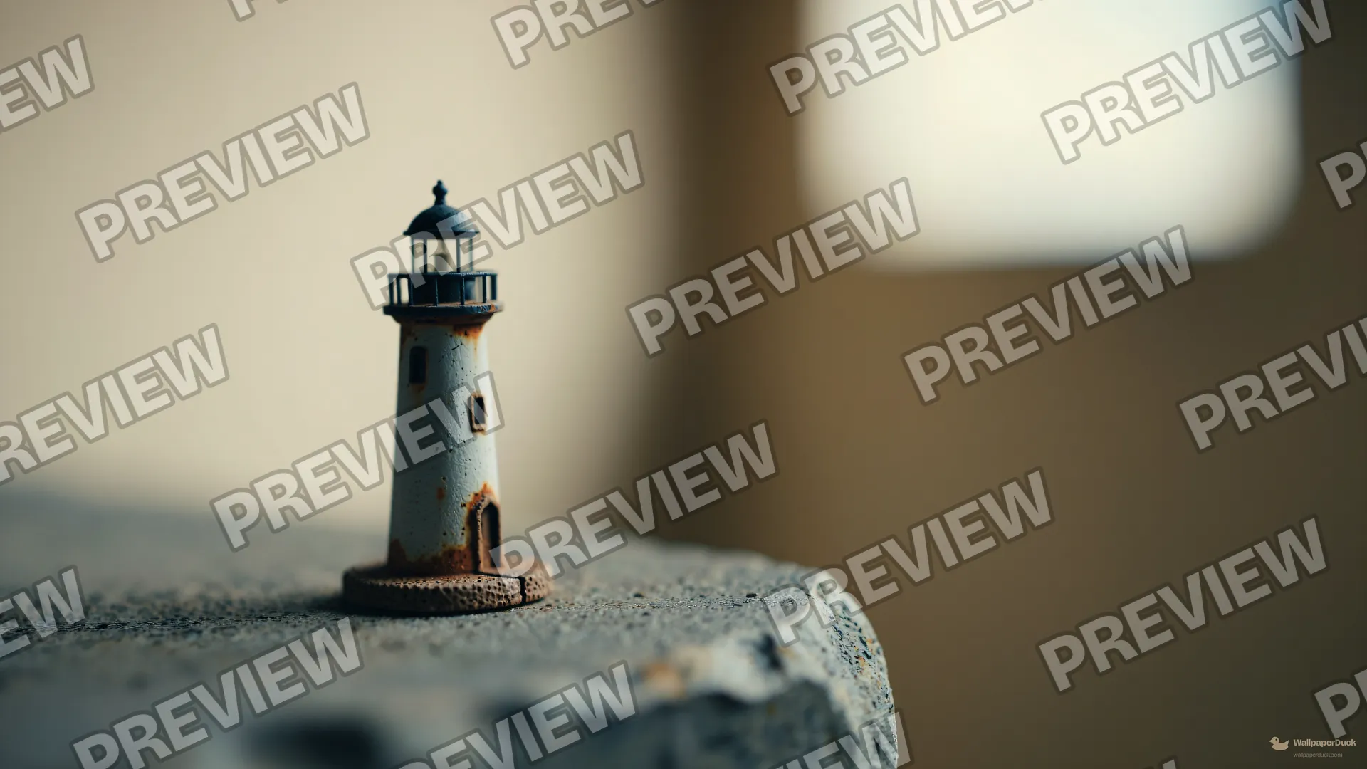Lighthouse on Stone — Miniature worlds 4K wallpaper