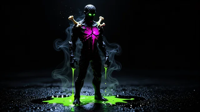Neon Obsidian Sentinel — Neon nightmare 4K wallpaper