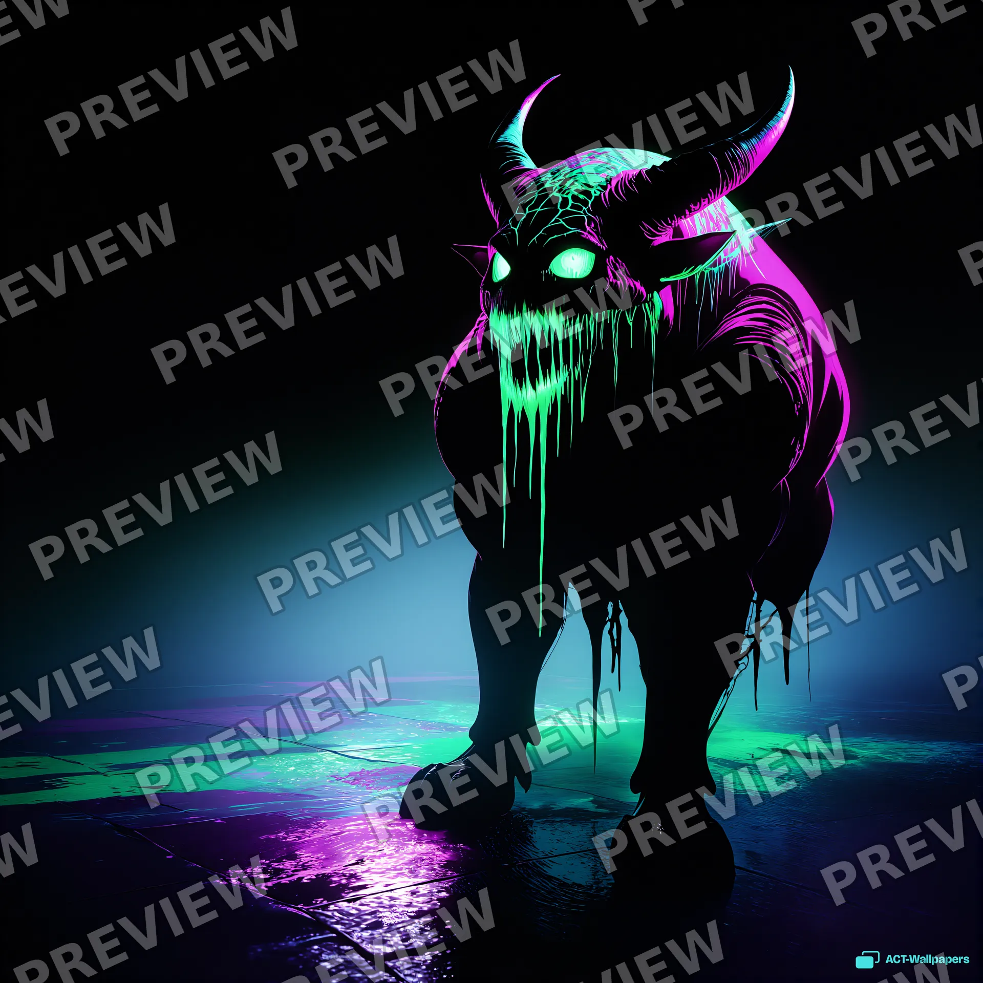 Horned Void Silhouette — Neon nightmare 4K wallpaper