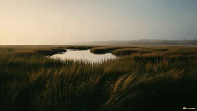 Misty Wetland Dusk — Sage atmosphere 4K wallpaper