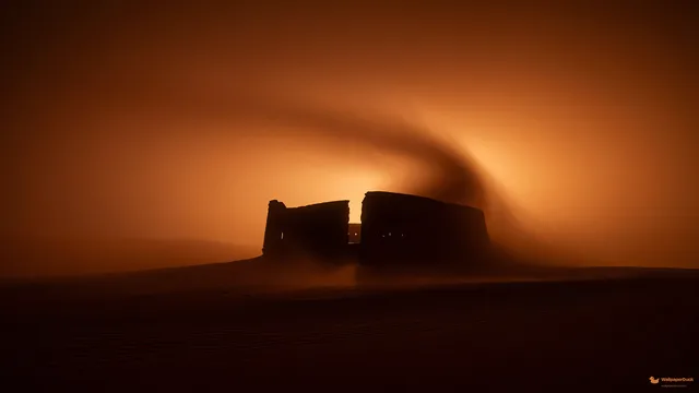 Desert Sandstorm Ruin — Storm atmosphere 4K wallpaper