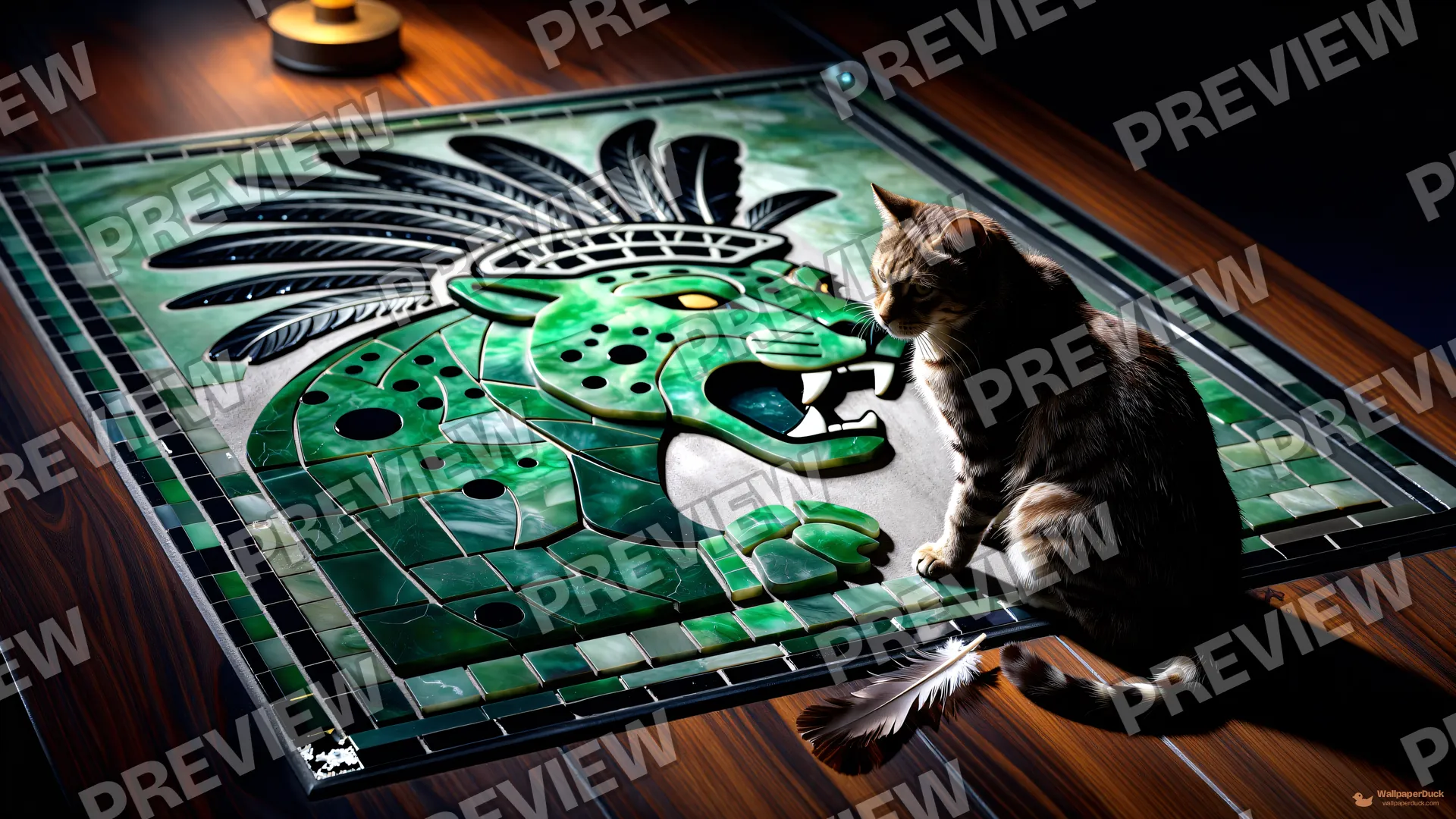 Jaguar Mosaic Cat — Maya Mozaik Kedi 4K wallpaper