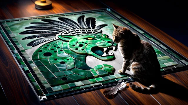 Jaguar Mosaic Cat — Maya Mozaik Kedi 4K wallpaper