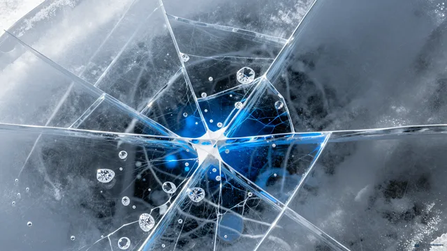 Fractured Glacial Lattice — Ice macro 4K wallpaper