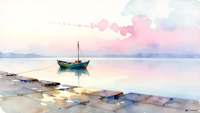 Harbour Dawn Watercolour — Watercolour & impressionism 4K wallpaper