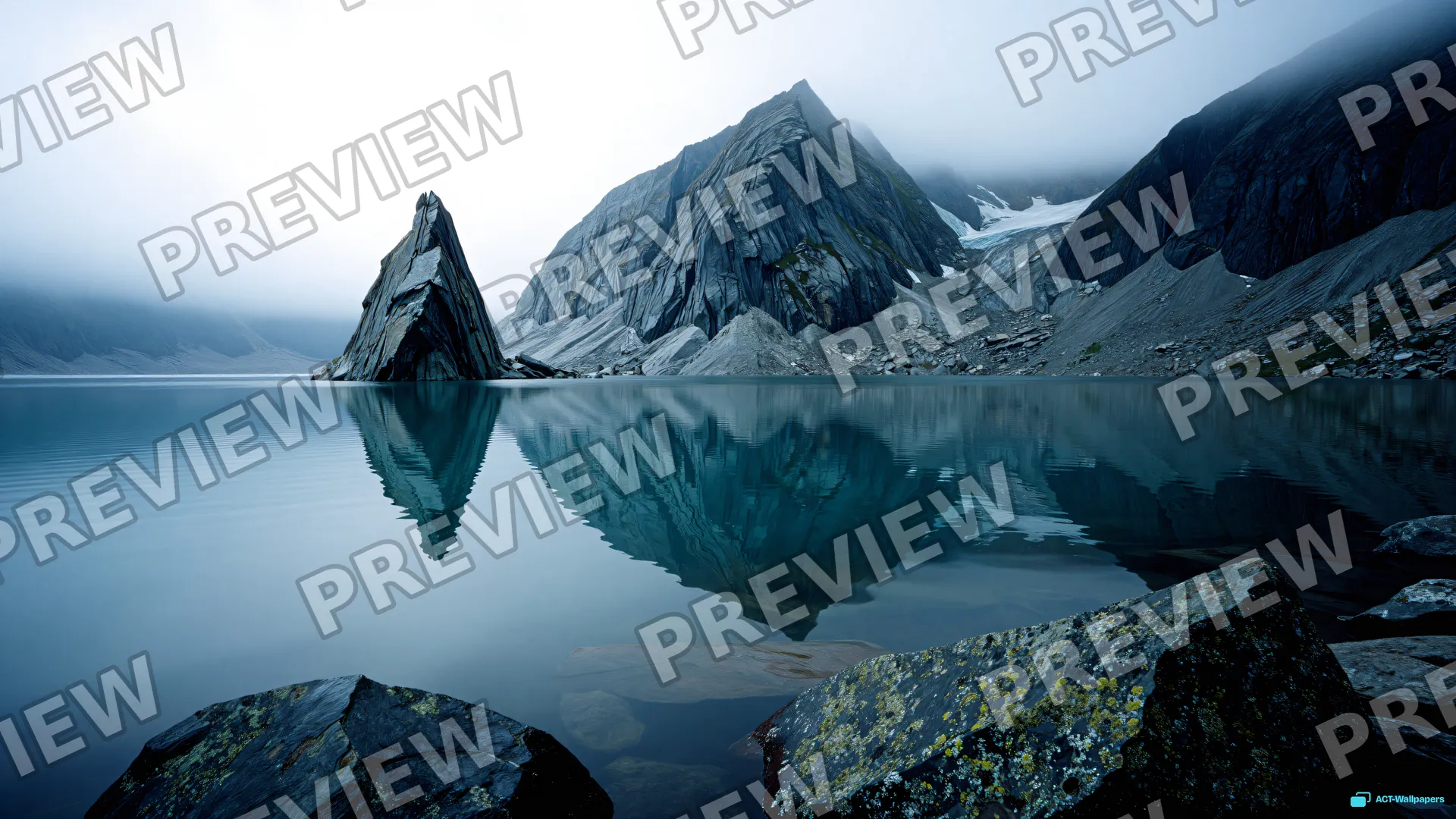 Glacial Mirror Silence — Stone & water 4K wallpaper