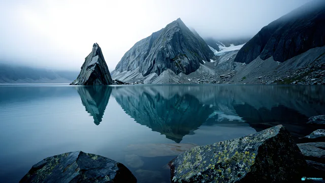 Glacial Mirror Silence — Stone & water 4K wallpaper