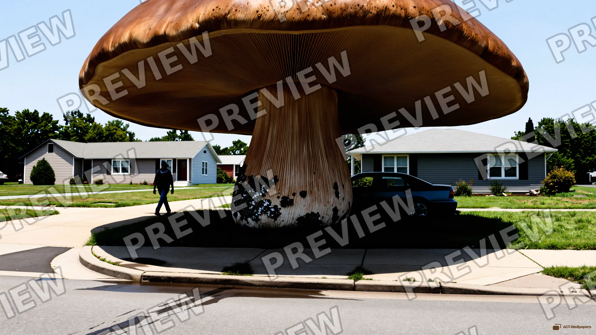 Suburban Giant Fungi — Giant mushroom forest 4K wallpaper