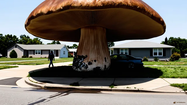 Suburban Giant Fungi — Giant mushroom forest 4K wallpaper