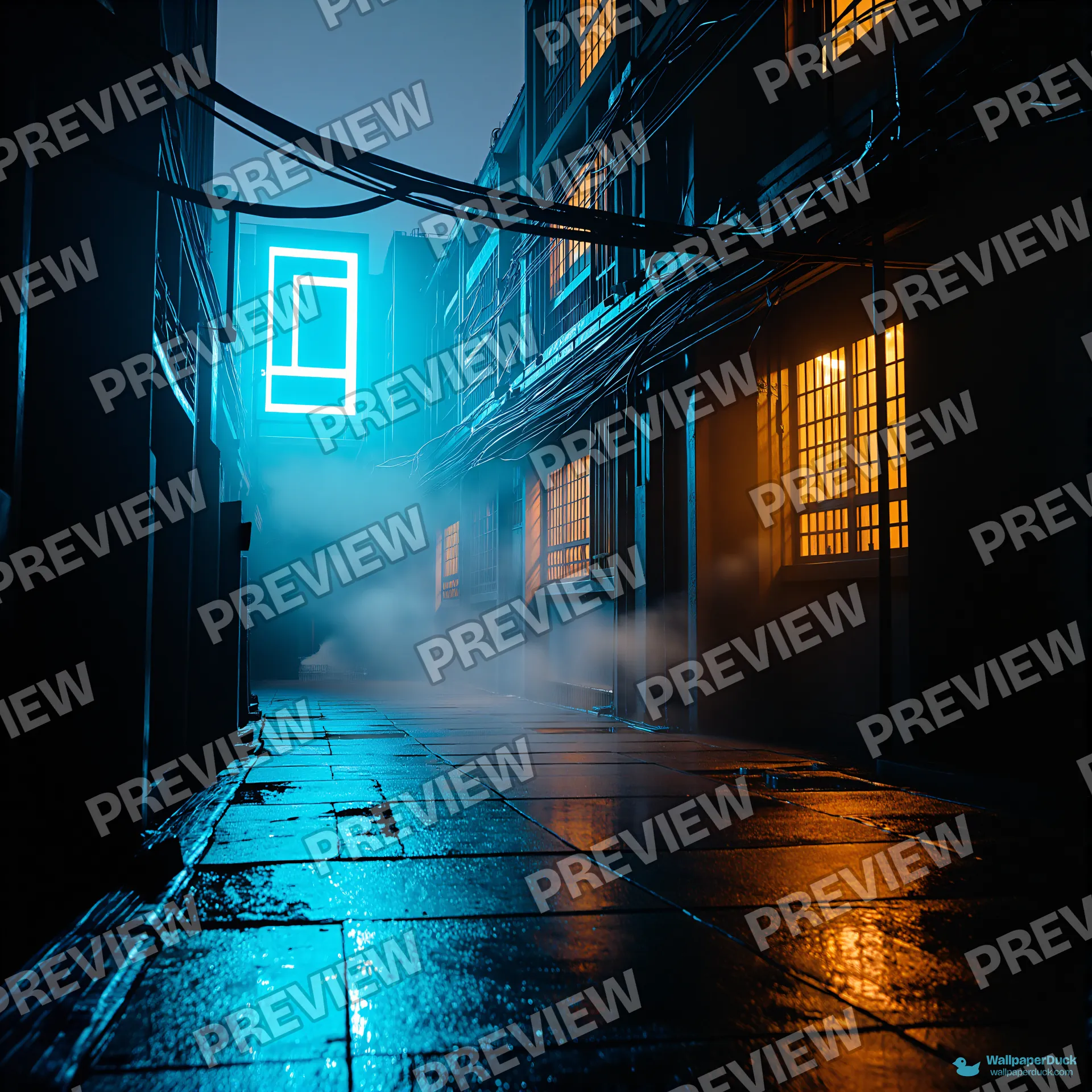 Cyan Canyon Rain — Cyberpunk city 4K wallpaper