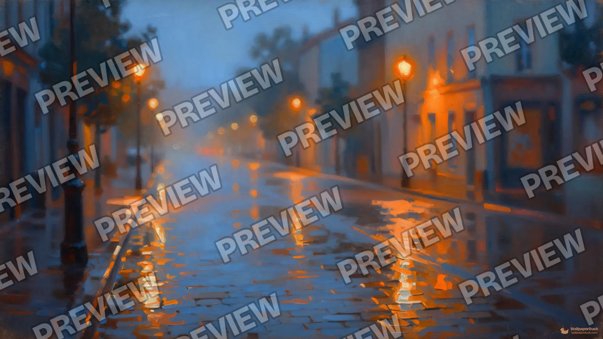 Boulevard After Rain — Watercolour & impressionism 4K wallpaper