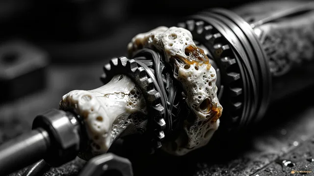 Biomechanical Bone Piston — Organic machines 4K wallpaper