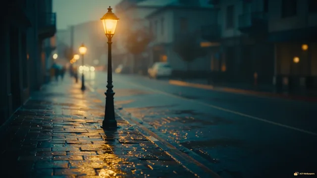 Amber Streetlight Bokeh — Analog cinema 4K wallpaper