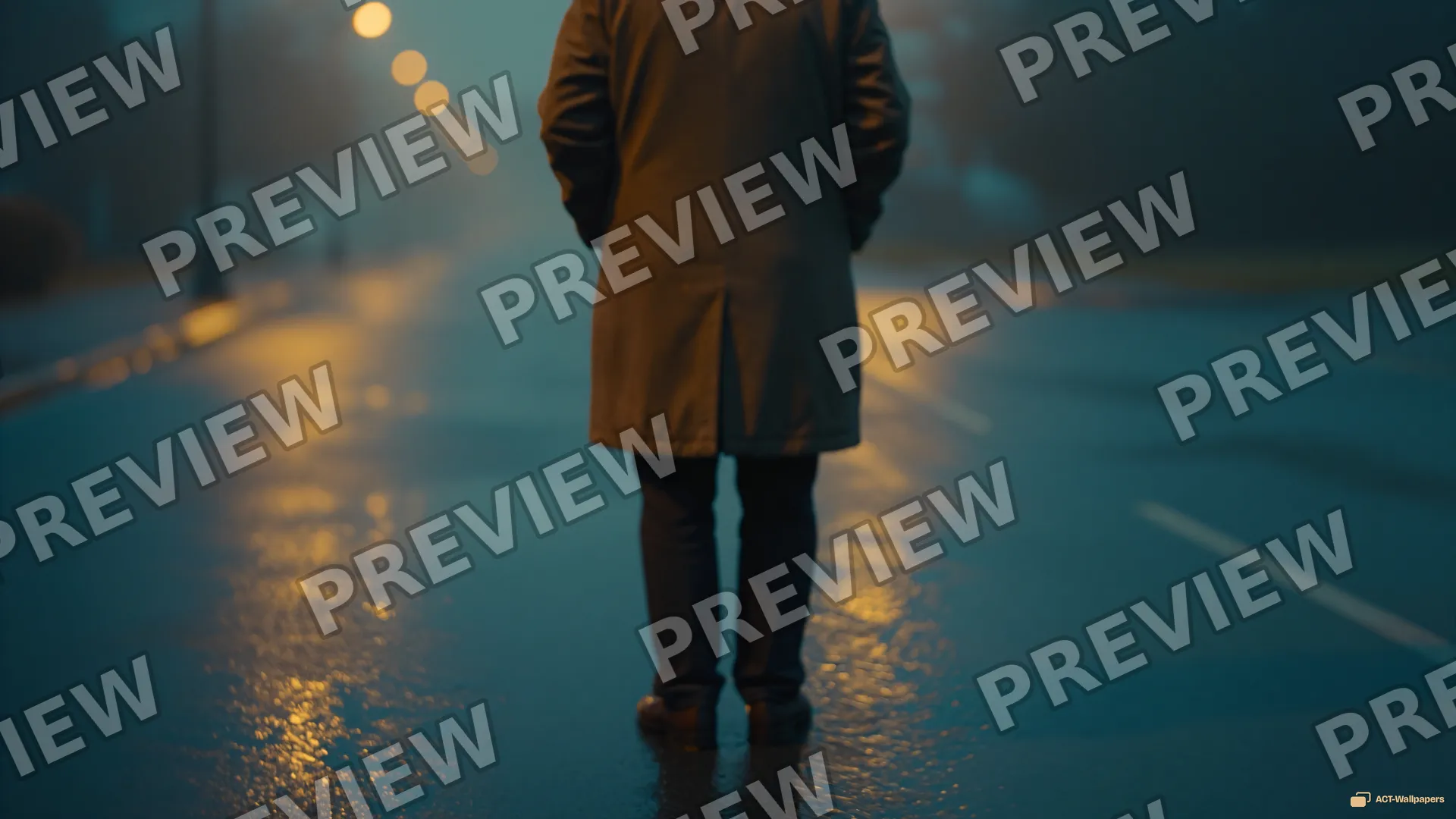Amber Rain Reflection — Analog cinema 4K wallpaper