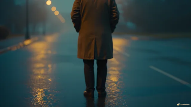 Amber Rain Reflection — Analog cinema 4K wallpaper