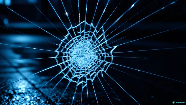 Macro Impact Point — Shattered glass 4K wallpaper