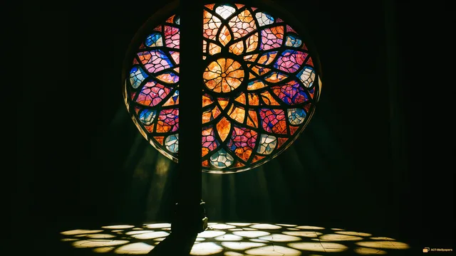 Rotunda Rose Window — Stained-glass light 4K wallpaper