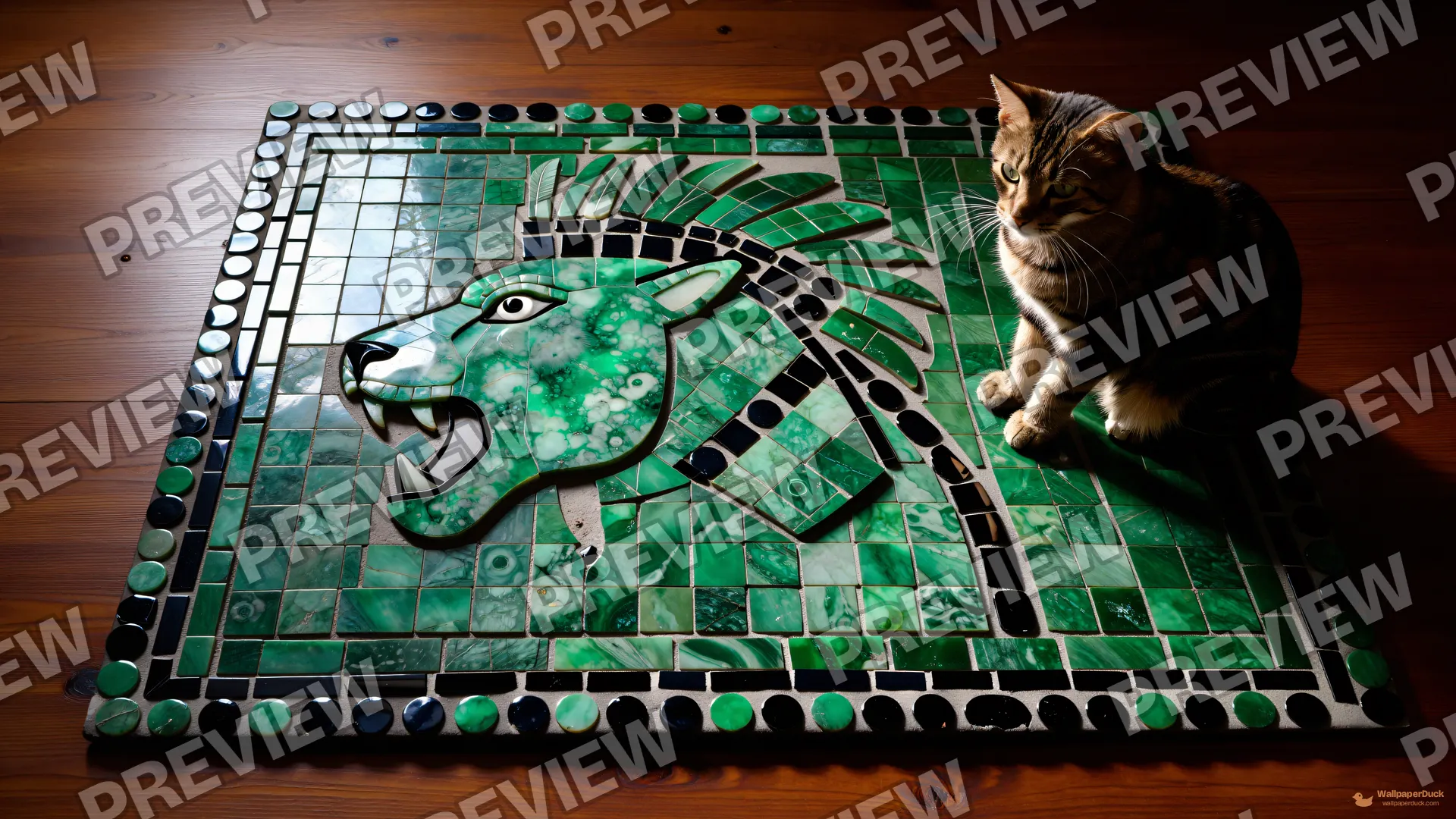 Mayan Jaguar Mosaic — Maya Mozaik Kedi 4K wallpaper