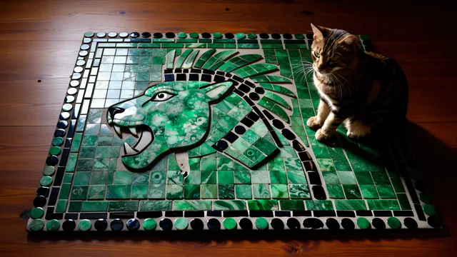 Mayan Jaguar Mosaic — Maya Mozaik Kedi 4K wallpaper