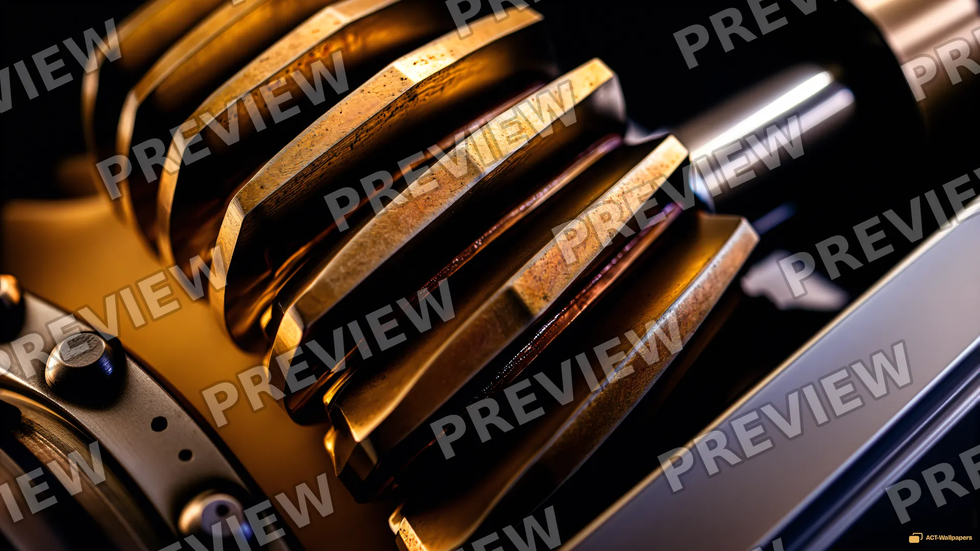 Brass Gear Macro — Macro mechanics 4K wallpaper