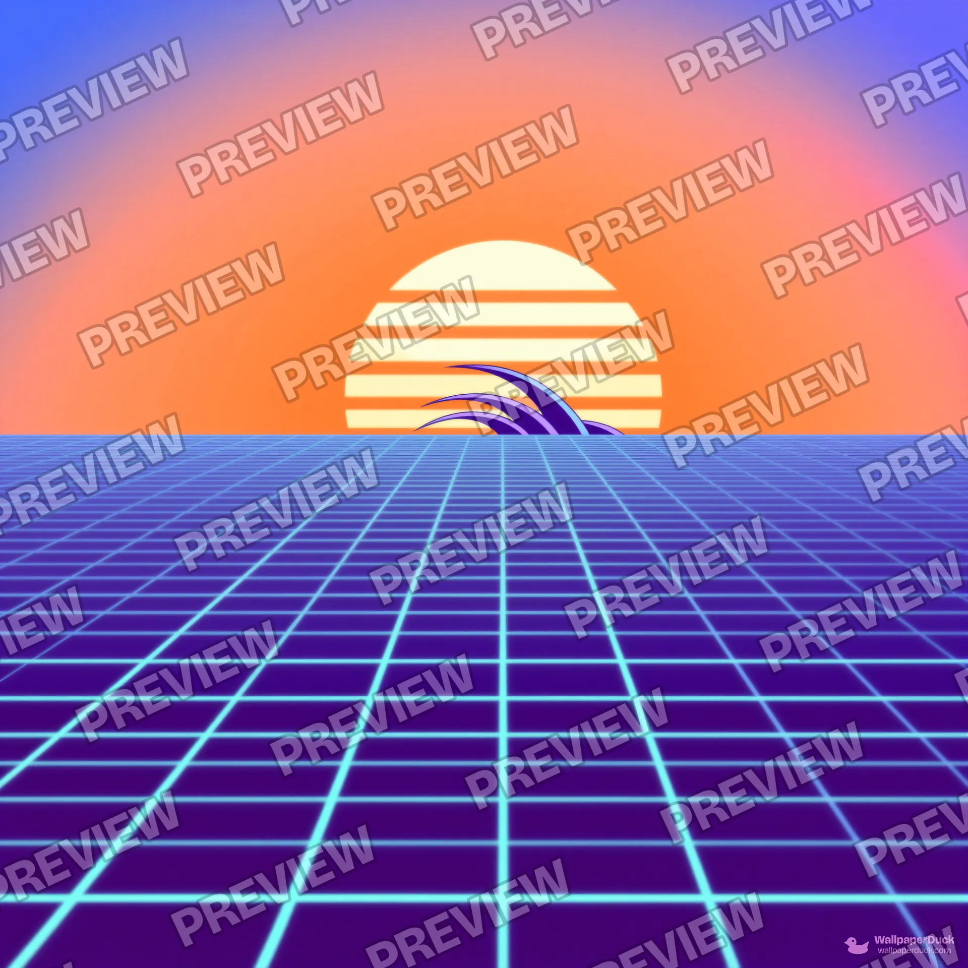 Chrome Horizon Grid — Retro futurism 4K wallpaper