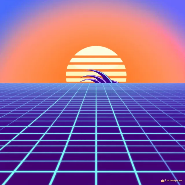 Chrome Horizon Grid — Retro futurism 4K wallpaper