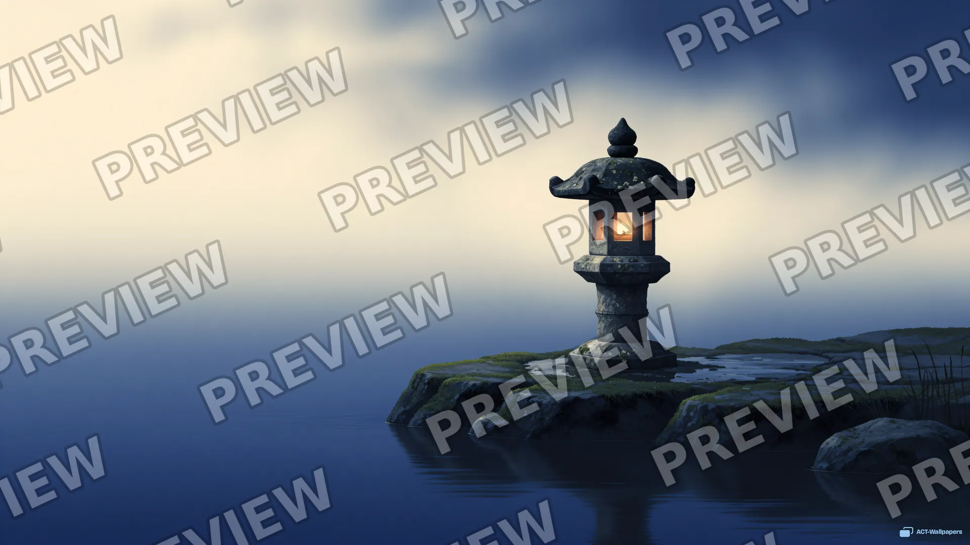 Stone Lantern in Mist — Japanese aesthetic 4K wallpaper