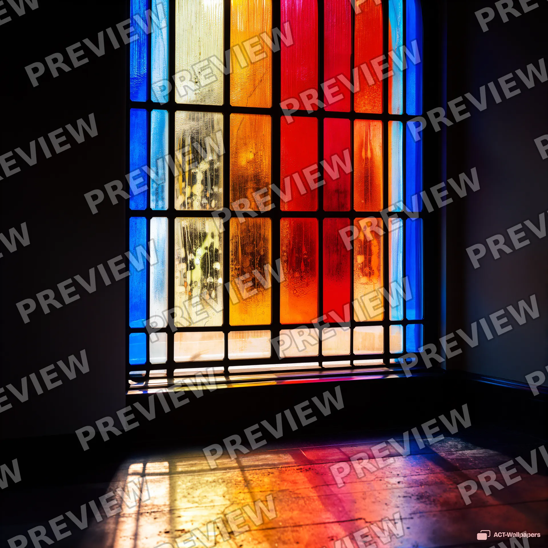 Coloured Light on Stone — Stained-glass light 4K wallpaper
