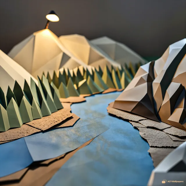 Paper Diorama Valley — Paper dioramas 4K wallpaper
